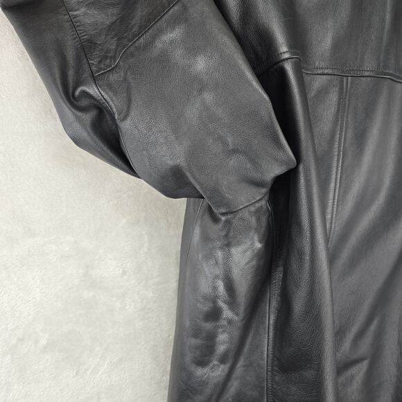 Vintage Gap Leather Jacket Mens Medium Black Peacoat Overcoat Y2K Quilted Lined - Picture 12 of 14